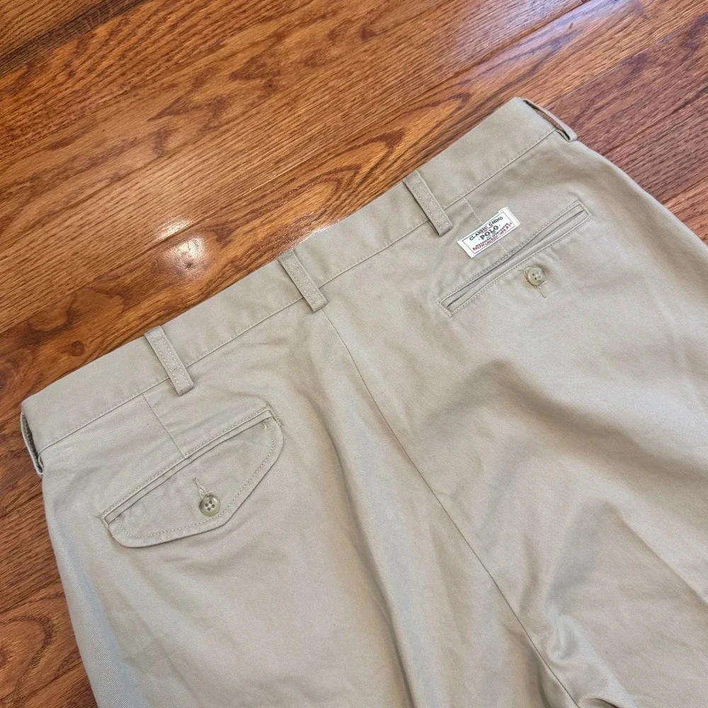 Vintage Polo Ralph Lauren Hammond Pant Fits Mens 35x29 Chino Pleated Khaki Twill
